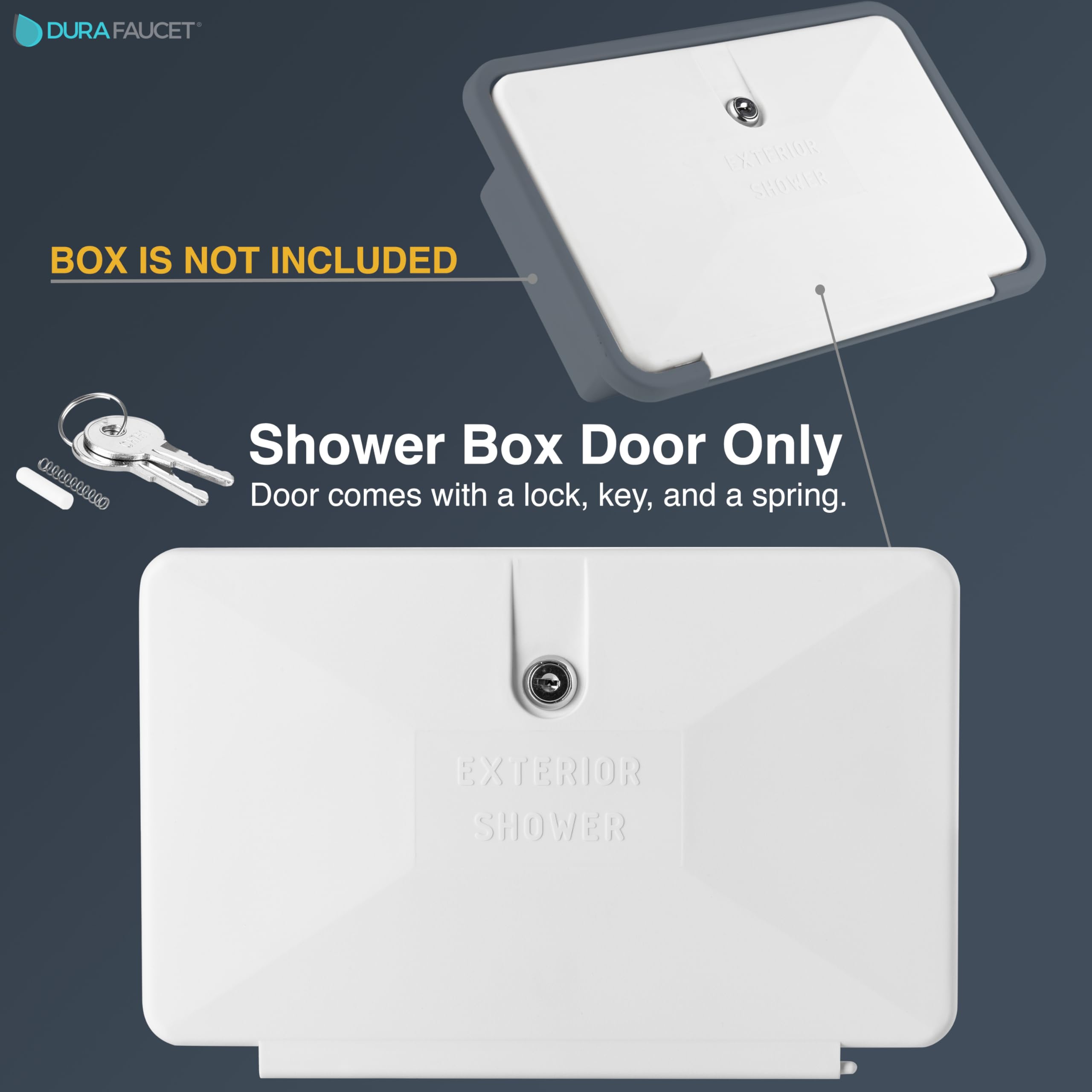 Dura Faucet RV DF-SA170D-WT Durable Replacement Door for an Exterior Shower Box Kit - Lockable (White)