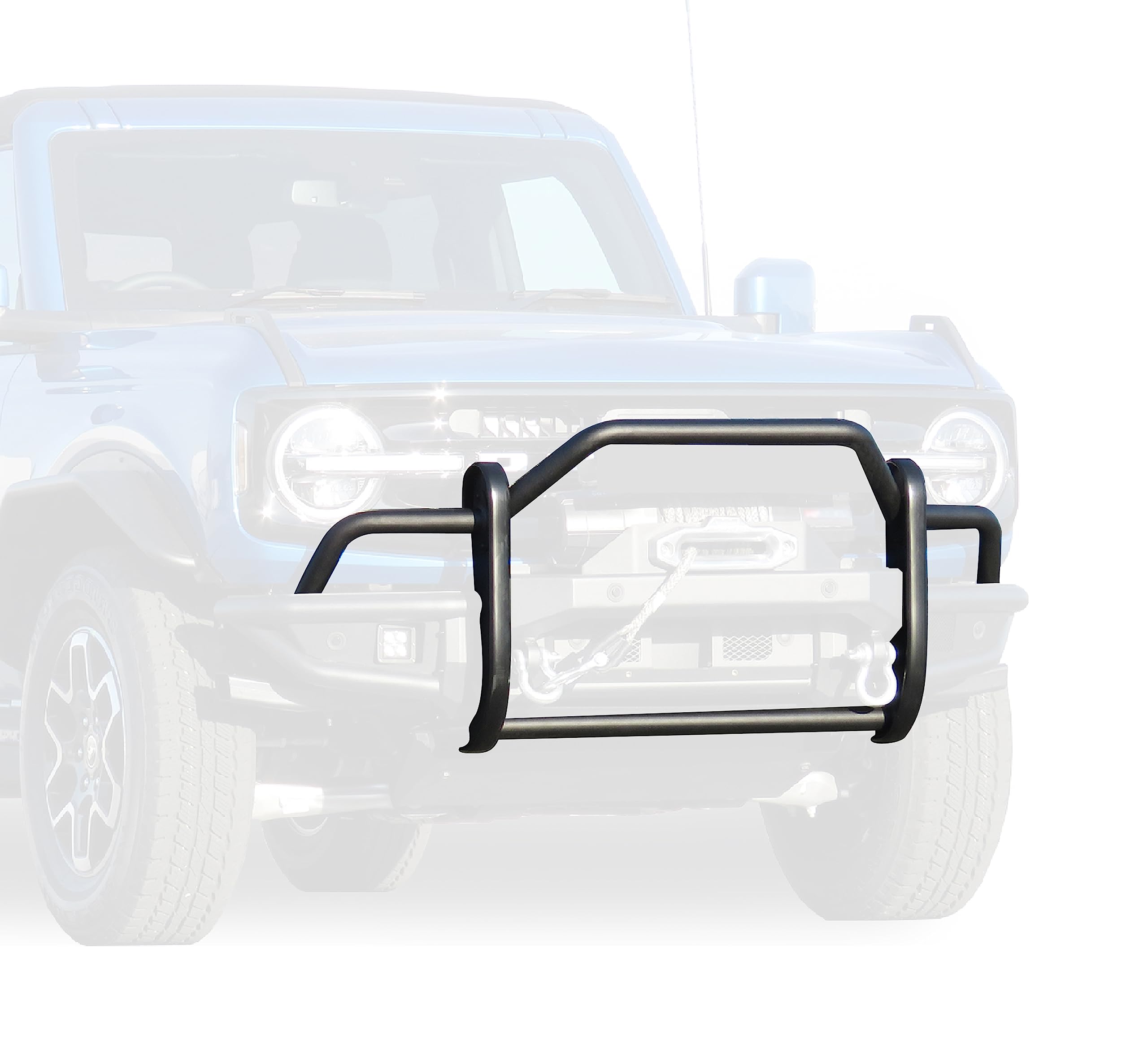 Heavy Duty Black Horse Tubular Grille Guard Matte Black Compatible with 2021-2024 Ford Bronco-GG-FB22HD