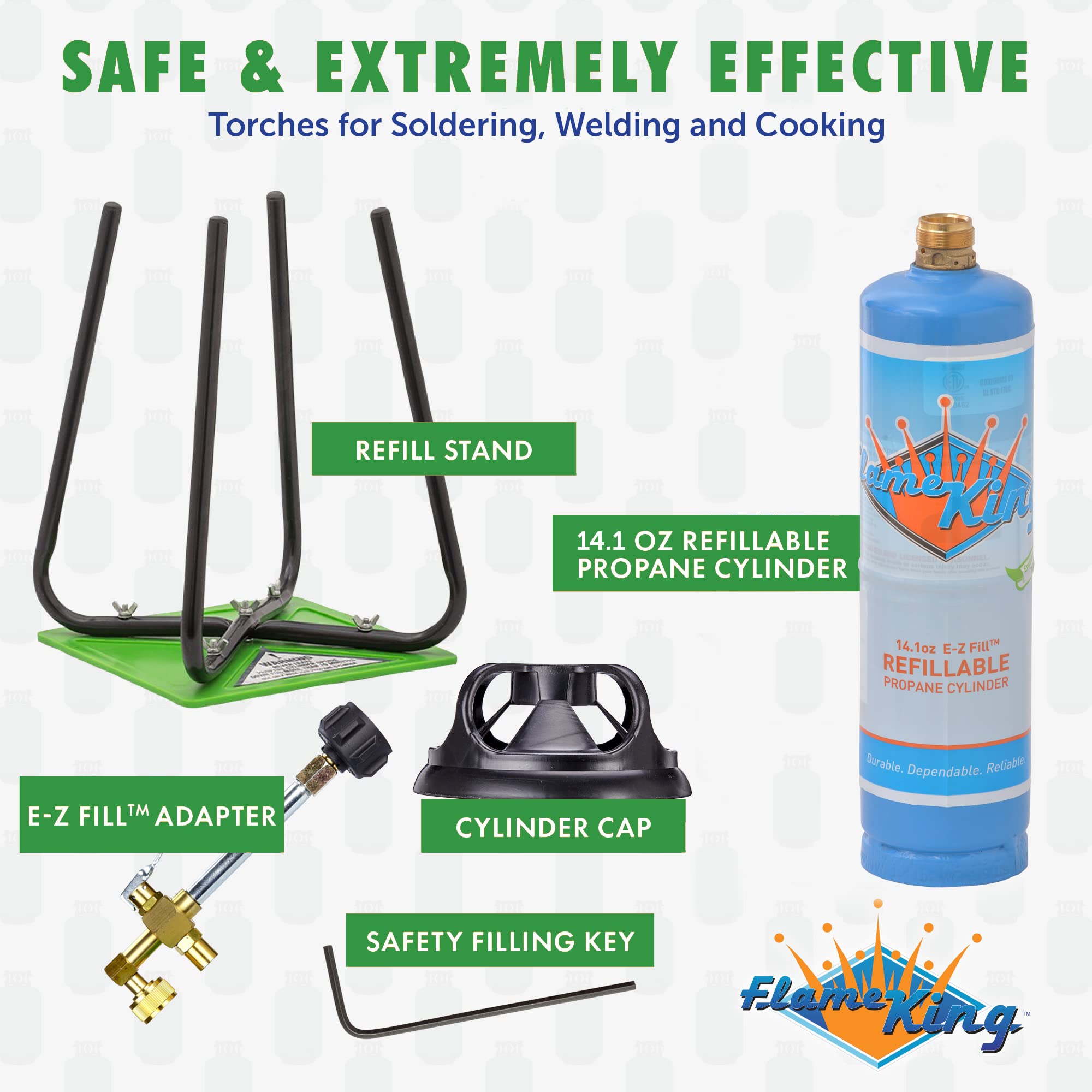 Flame King 1LB Empty Propane Welding Cylinder Tank Kit and CGA600 Connection, Reusable, Safe & Legal Refill Option, DOT Compliant, 14.1 oz, Blue