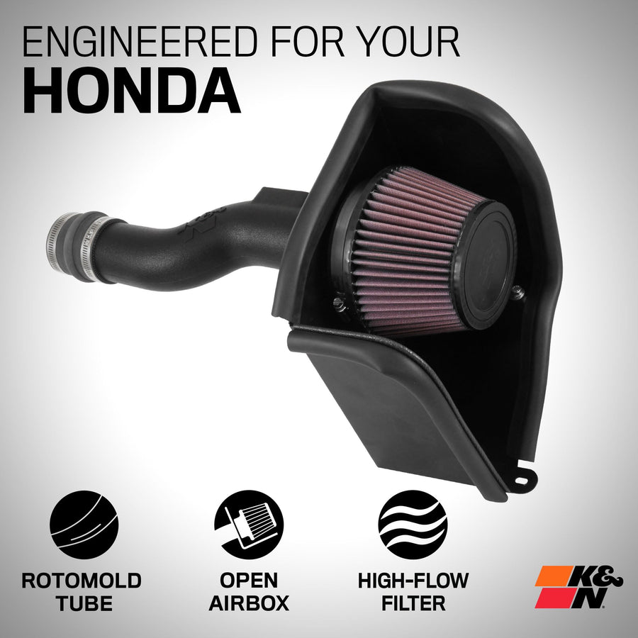 Cold Air Intake System K&N: High-Flow Air Filter, Increase Performance & Acceleration: Compatible with 2016-2021 HONDA: Civic, 63-3516