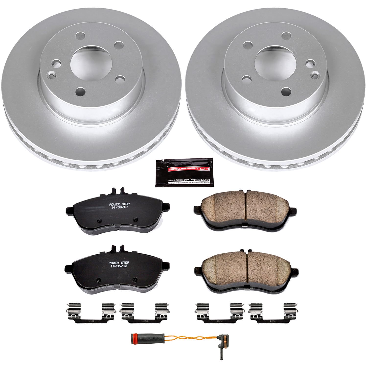 Power Stop Z23 Evolution Geomet® Coated Brake Kit and 1 Front Sensor Wire Front