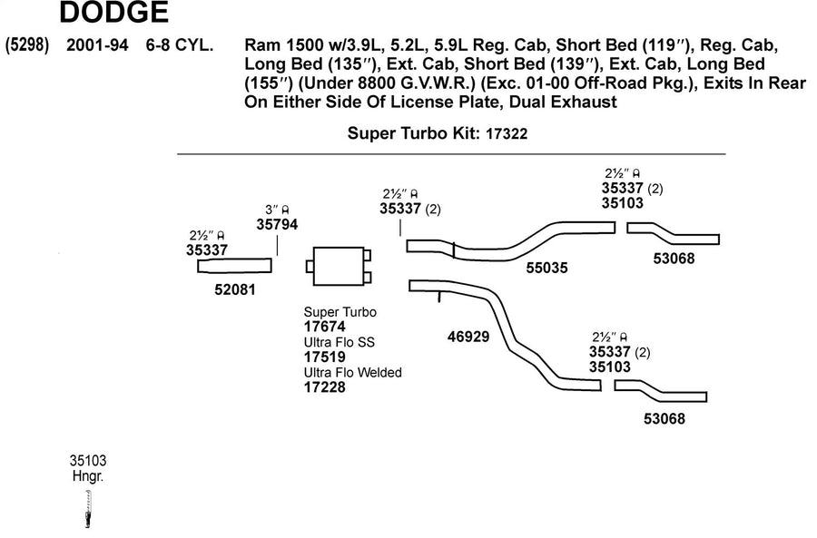 Exhaust Pipe Dynomax 52081 for Dodge Ram 1500