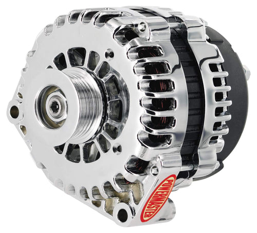 Alt GM Powermaster AD244 Chrome 180A 6 grv Pulley w/4 pin VR 1-Wire or OE Hookup