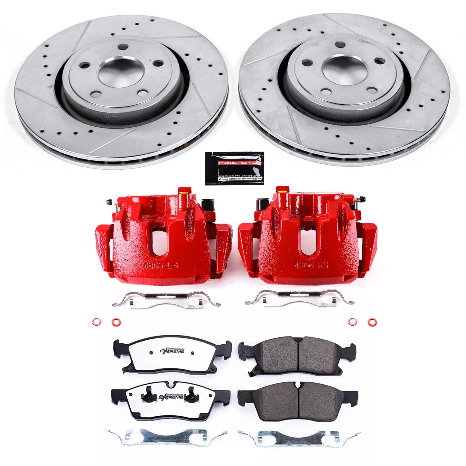 Power Stop Z36 KC5954-36 Truck & Tow Performance Front Brake Kit with Powder Coated Calipers For Dodge Durango 2011-2017, Jeep Grand Cherokee 2011-2012 [Model Specific]