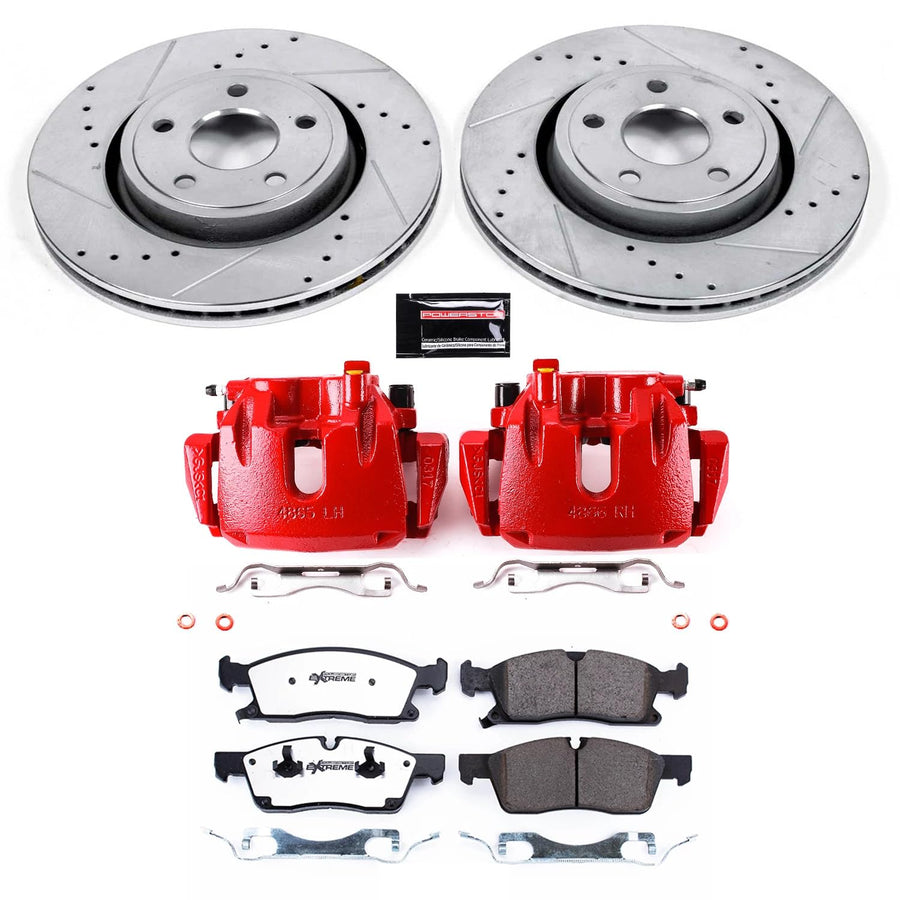 Power Stop Z36 KC5954-36 Truck & Tow Performance Front Brake Kit with Powder Coated Calipers For Dodge Durango 2011-2017, Jeep Grand Cherokee 2011-2012 [Model Specific]