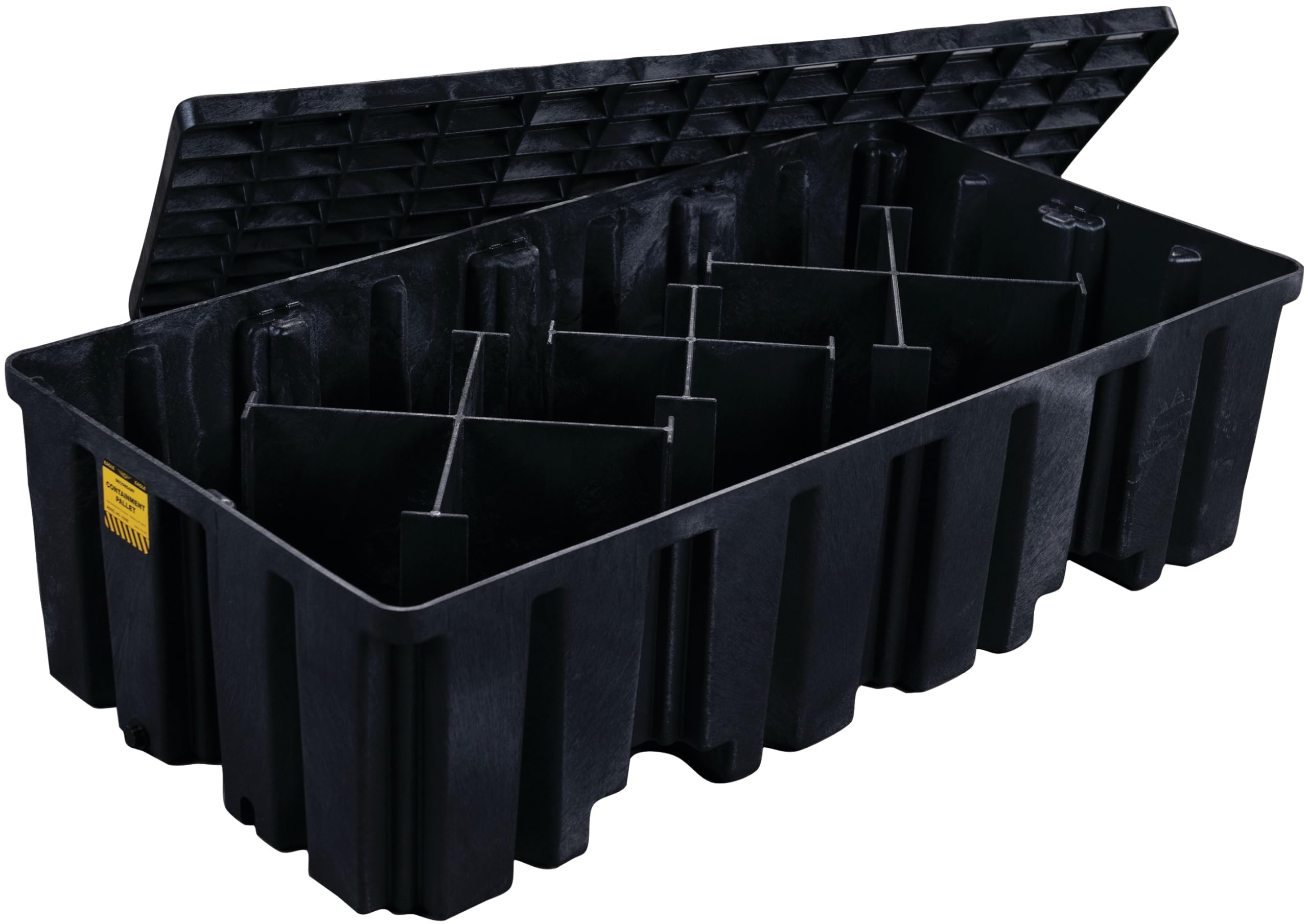 2 Eagle Drum Spill Containment Pallet with Drain and Forklift Pockets, 51.5"x26.25"x13.75", 66 Gallon Sump, 4,000 lbs. Load Capacity Secondary Containment Pallet, Made in USA, Black, 1620B