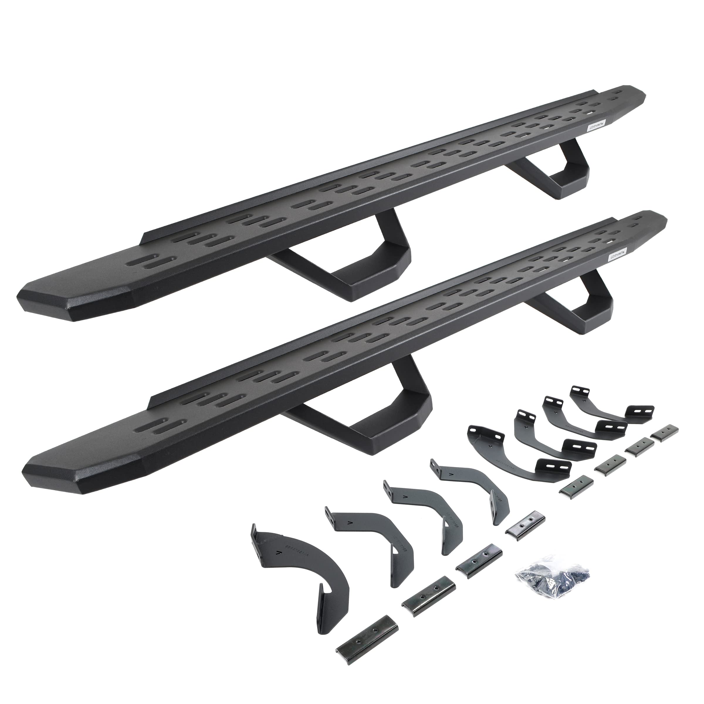 Go Rhino Running Boards RB30, Brackets, & 2 Pair of Drop Steps | Galvanized Steel, Textured Black | 6964358020PC | Fits 2022-2024 Toyota Tundra Double Cab Pickup