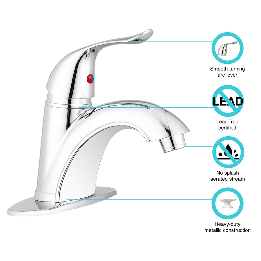 Dura Faucet RV DF-NML202-CP Single Handle One Hole Bathroom Faucet (Chrome)