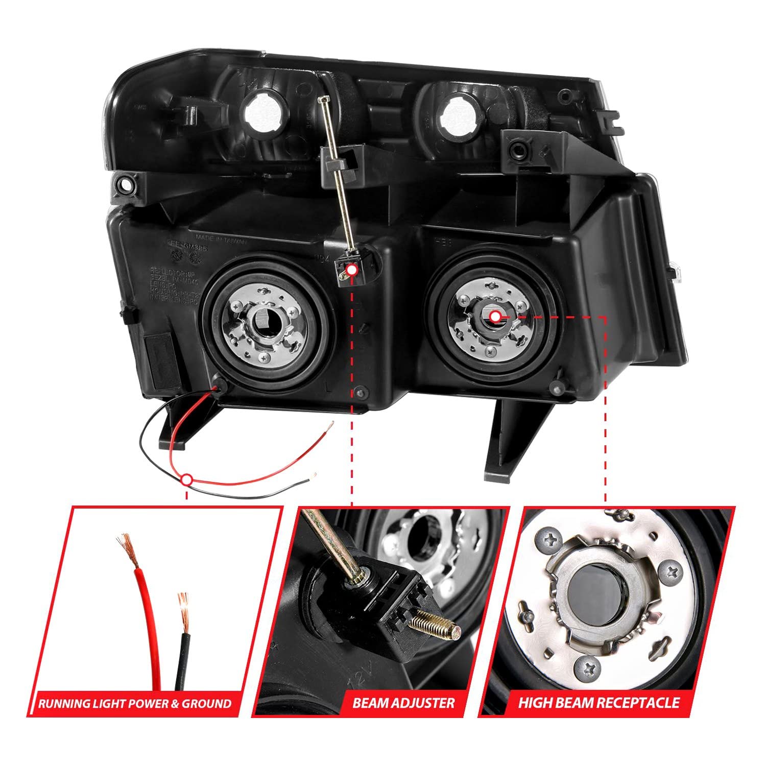 04-12 GM Colorado/Canyon/I-Series Anzo USA - Crystal Headlights - w/Light Bar Chrome Housing 4pcs (111559)