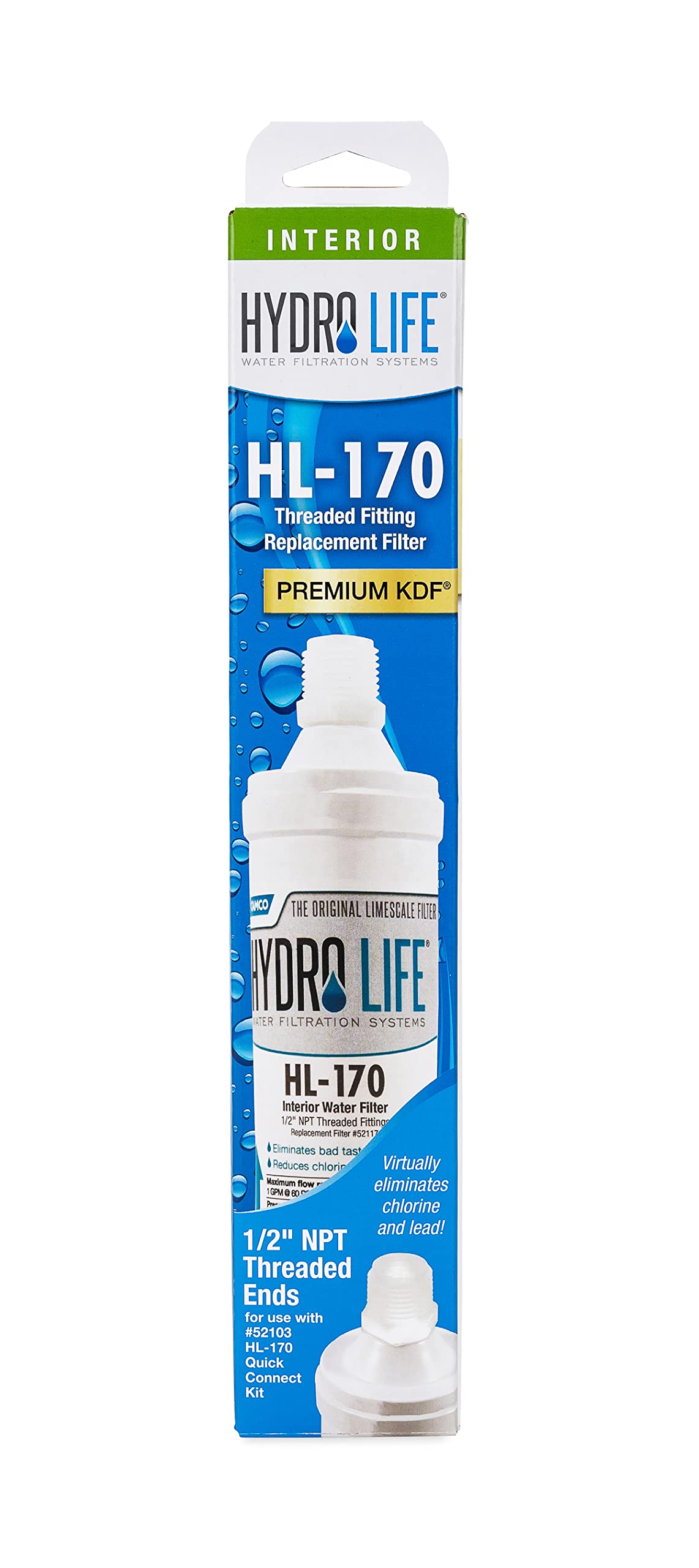 HL-170 TF Hydro Life 52117 Replacement Filter , White , Standard