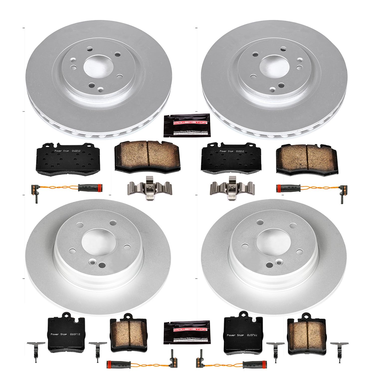 Power Stop Z23 Evolution Geomet Coated Brake Kit Front and Rear For Mercedes-Benz C230 2004, Mercedes-Benz C320 2003-2005 [Model Specific]