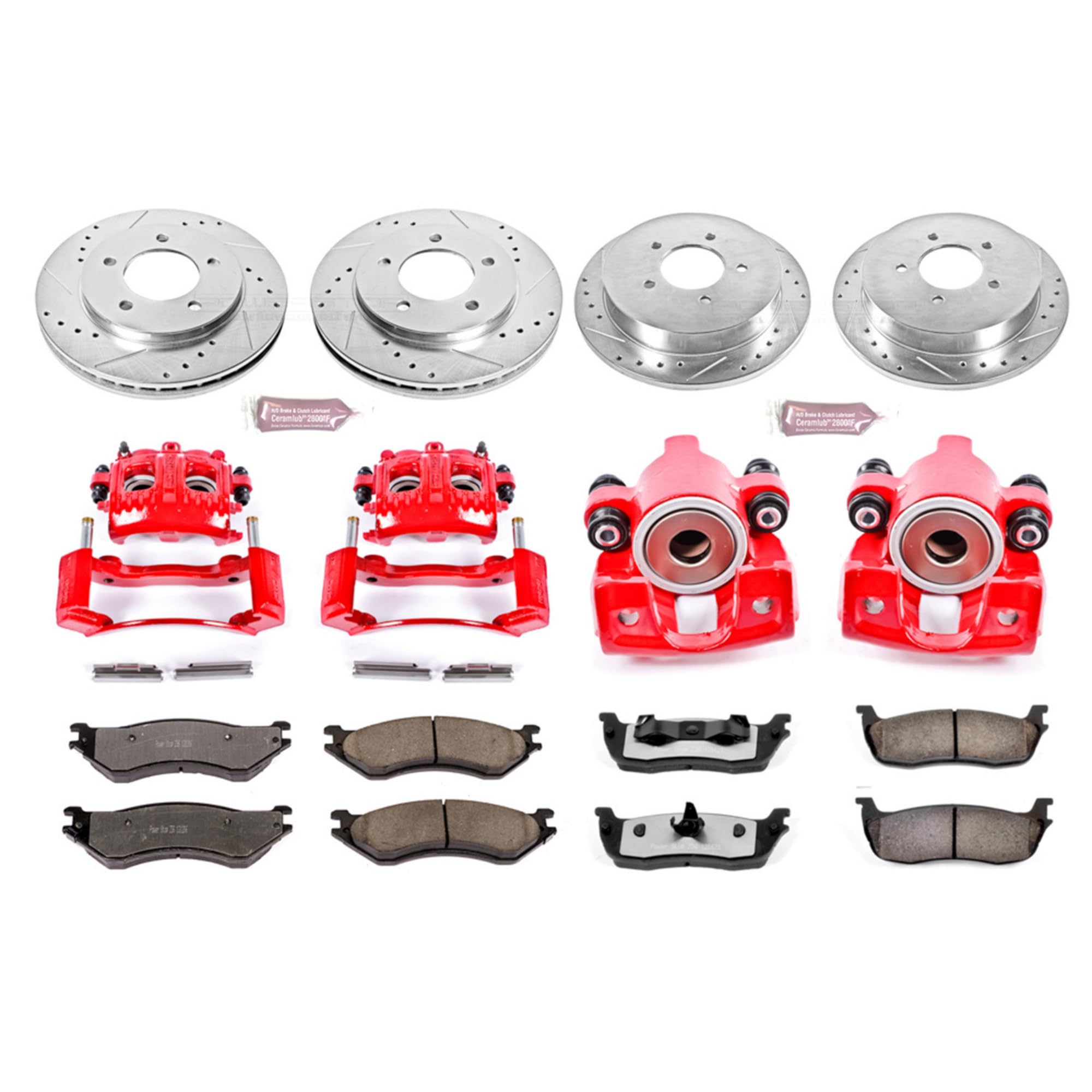 Power Stop Z36 KC1870-36 Truck & Tow Front and Rear Caliper Kit-Drilled/Slotted Brake Rotors, Carbon-Fiber Ceramic Brake Pads, Calipers For Ford Expedition, Lincoln Navigator [Model Specific]