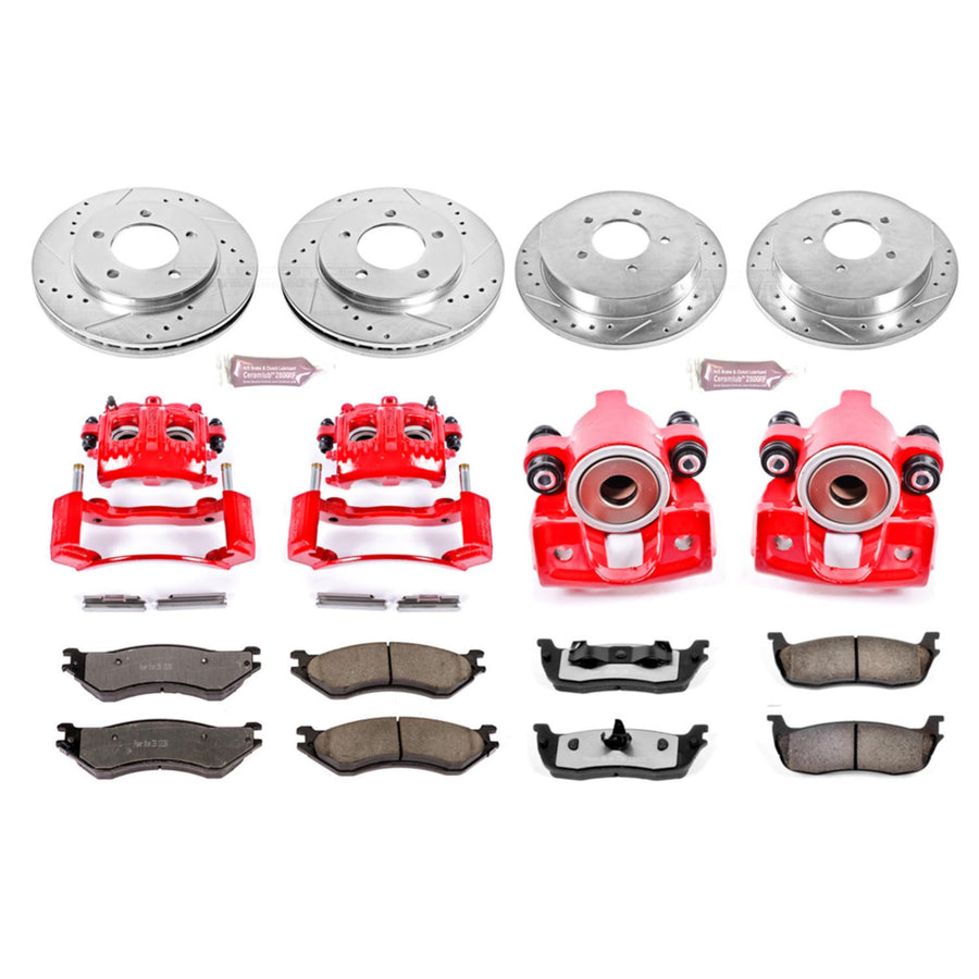 Power Stop Z36 KC1870-36 Truck & Tow Front and Rear Caliper Kit-Drilled/Slotted Brake Rotors, Carbon-Fiber Ceramic Brake Pads, Calipers For Ford Expedition, Lincoln Navigator [Model Specific]