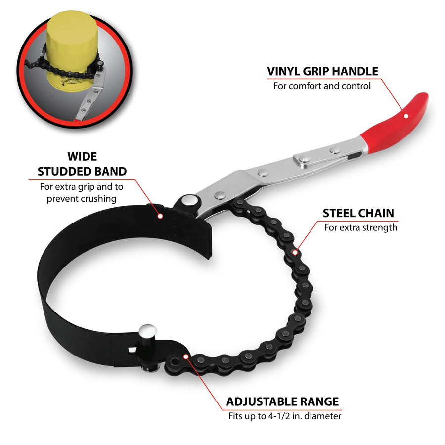 Chain/Band Filter Wrench Performance Tool W54060 | 2-3/4 to 4-1/2-Inch
