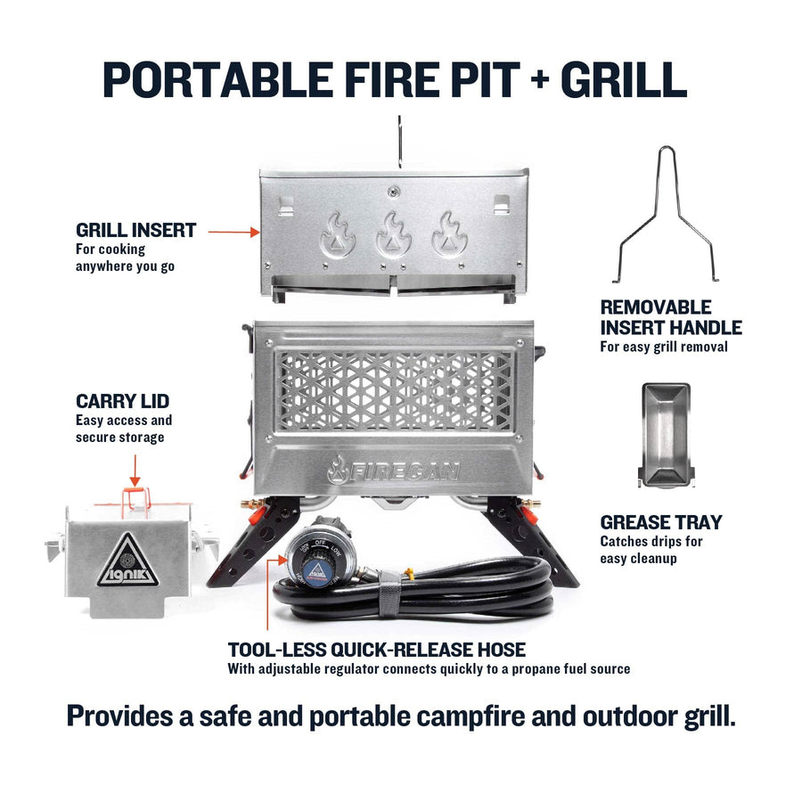 FireCan Deluxe Ignik Portable Propane Fire Pit and Grill
