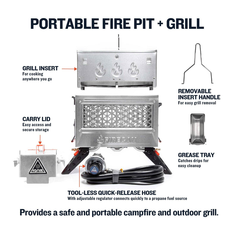 FireCan Deluxe Ignik Portable Propane Fire Pit and Grill