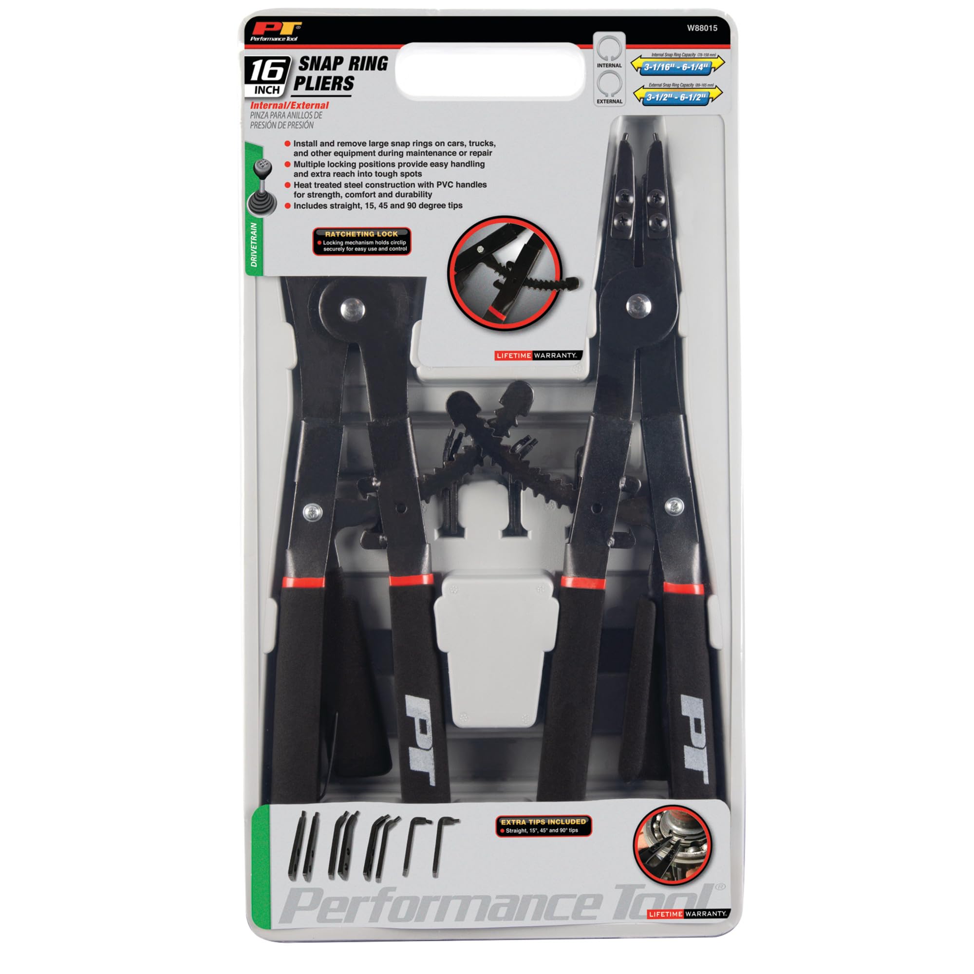 Heavy Duty Performance Tool W88015 Snap Ring Pliers Set for Cars and Trucks Maintenance and Repair