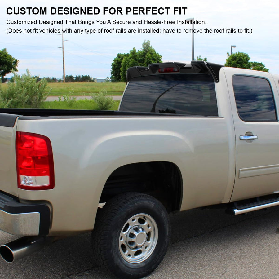 Glossy Black ABS Cab Roof Spoiler Spec-D Tuning for 2008-2014 GMC Sierra 2500HD and 3500HD Models