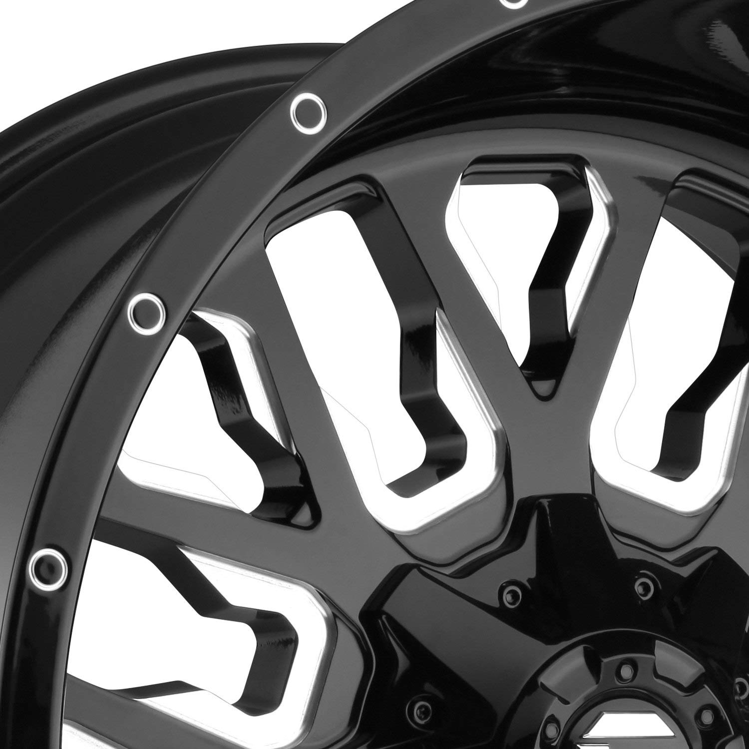 D611 FUEL STROKE 20x9, Bolt Pattern: 8x6.5, Offset: 1, GLOSS BLACK MILLED, set of 1
