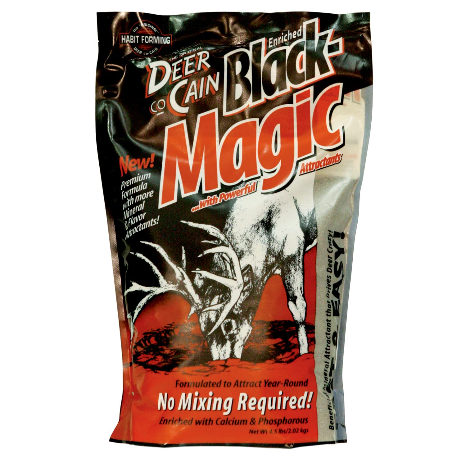 Deer Co-Cane Black Magic Powder Mix EVOLVED HABITATS Mineral Attractant - Fast & Easy to Use Habit-Forming Year-Round Beneficial Mineral Food Supplement - 4.5 Lb