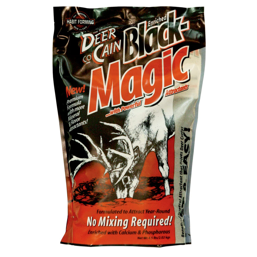Deer Co-Cane Black Magic Powder Mix EVOLVED HABITATS Mineral Attractant - Fast & Easy to Use Habit-Forming Year-Round Beneficial Mineral Food Supplement - 4.5 Lb