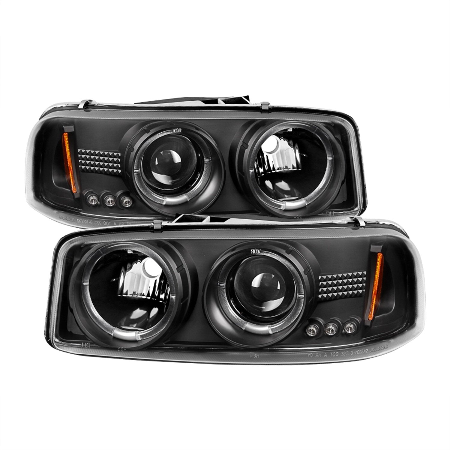 Led Halo Spyder Auto Projector Headlights Black/Clear 5009357