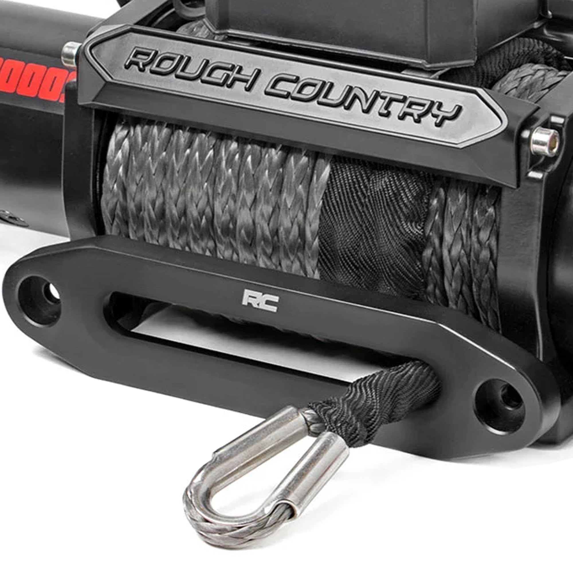 12,000LB Rough Country PRO Series Electric Winch | Synthetic Rope - PRO12000S, Black