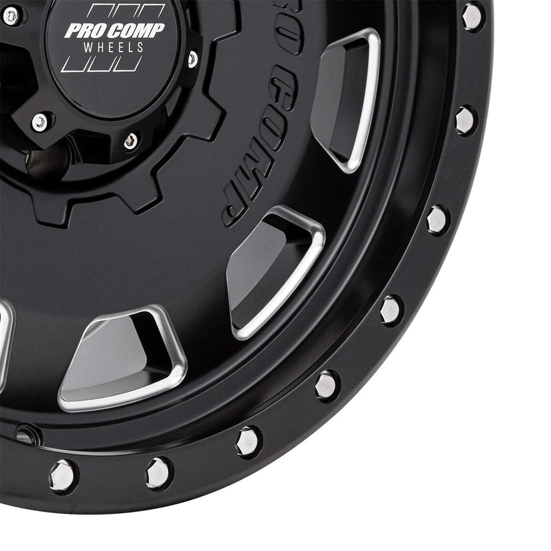 WHL PRO COMP 17X965.5 SATIN BLACK/MILLED 2500 lbs.