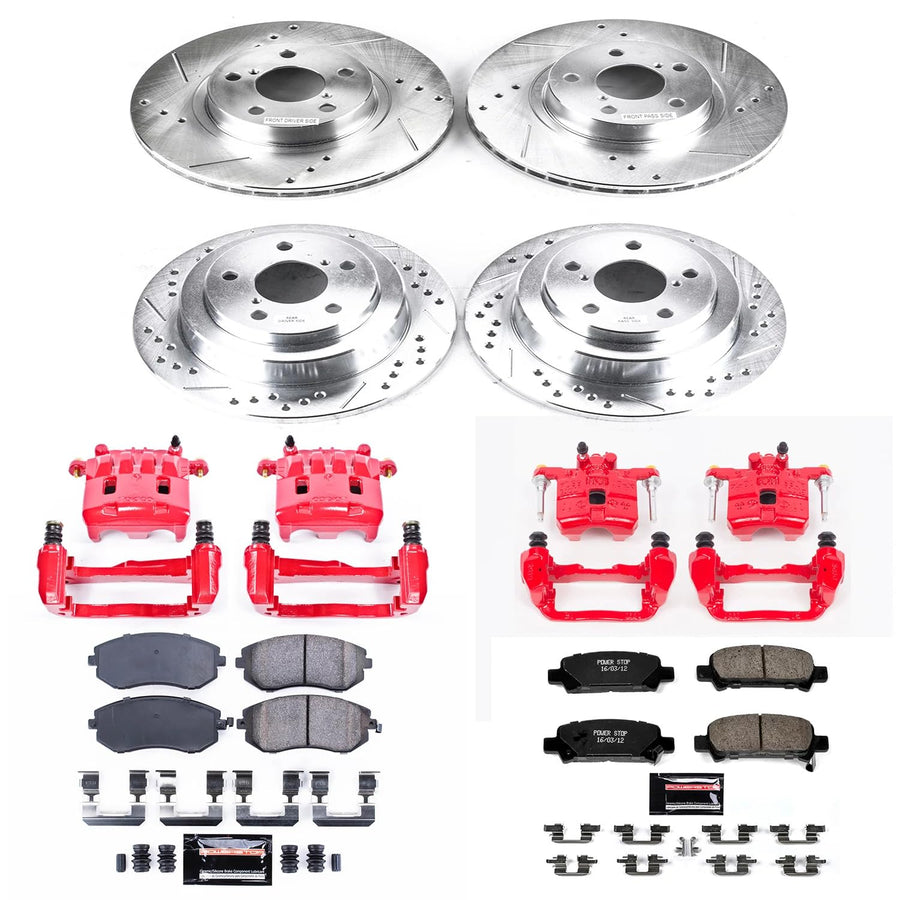 Power Stop Z23 KC6109 Evolution Sport Front & Rear Brake Caliper Kit- Brake Rotors, Brake Pads and Brake Calipers For Subaru Impreza 2002-2003 [Model Specific]