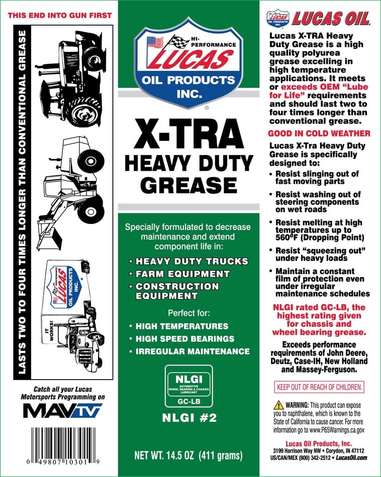 10301 Lucas Oil Heavy Duty Grease 14.5 Ounce, 14.5 oz,Green