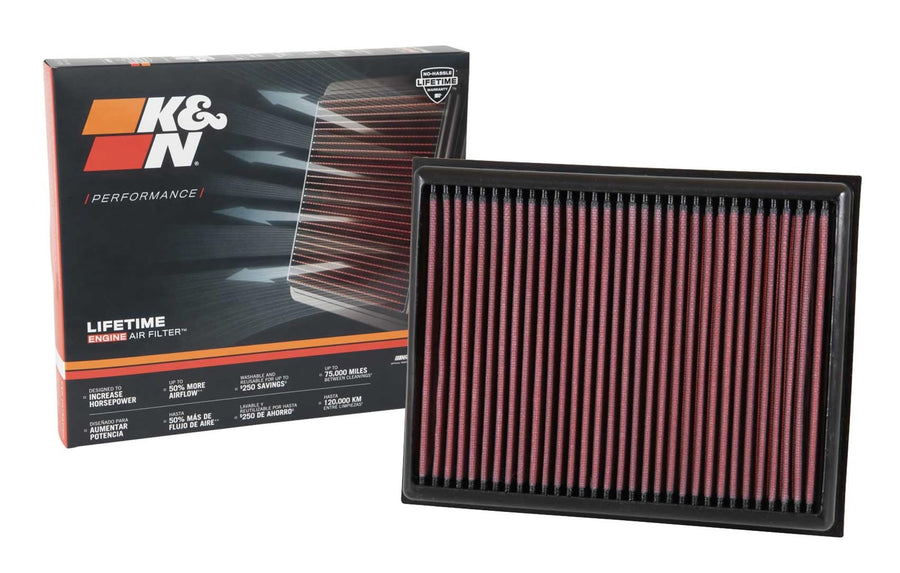 K&N High-Flow Original Engine Air Filter: Increase Power & Acceleration, Washable, Premium, Compatible with 2015-2024 Nissan: Navara, NP300, 33-3059