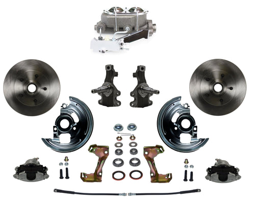 Manual LEED BRAKES Front Disc Brake Conversion 2" Drop Spindle With Cast Iron Chrome Top M/C Disc/Drum Side Mount