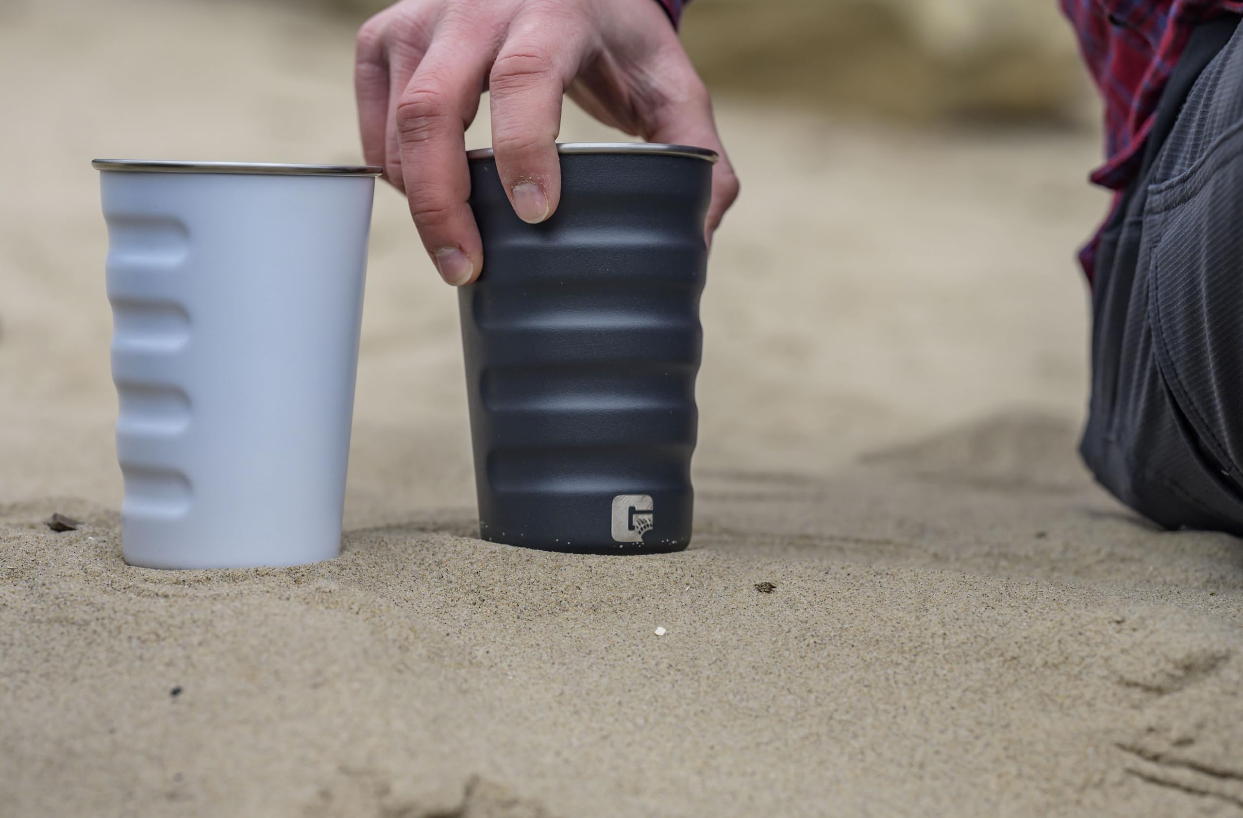 16 Ounce Grizzly Grip Tumbler | Stainless Steel | Vacuum Insulated | Lid Sold Separately | for Travel Beach Camping Hunting | White
