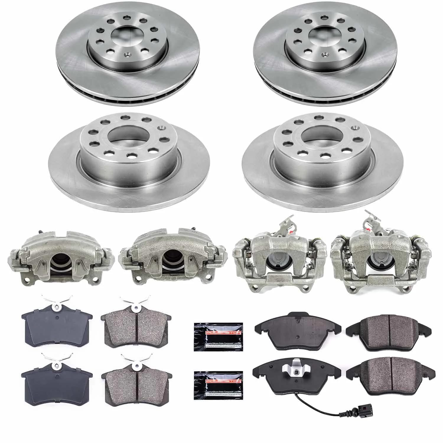 Power Stop KCOE5749A Front and Rear Brake Caliper Kit-Rotors, Brake Pads & Calipers For Volkswagen Beetle 2013 [Model Specific]