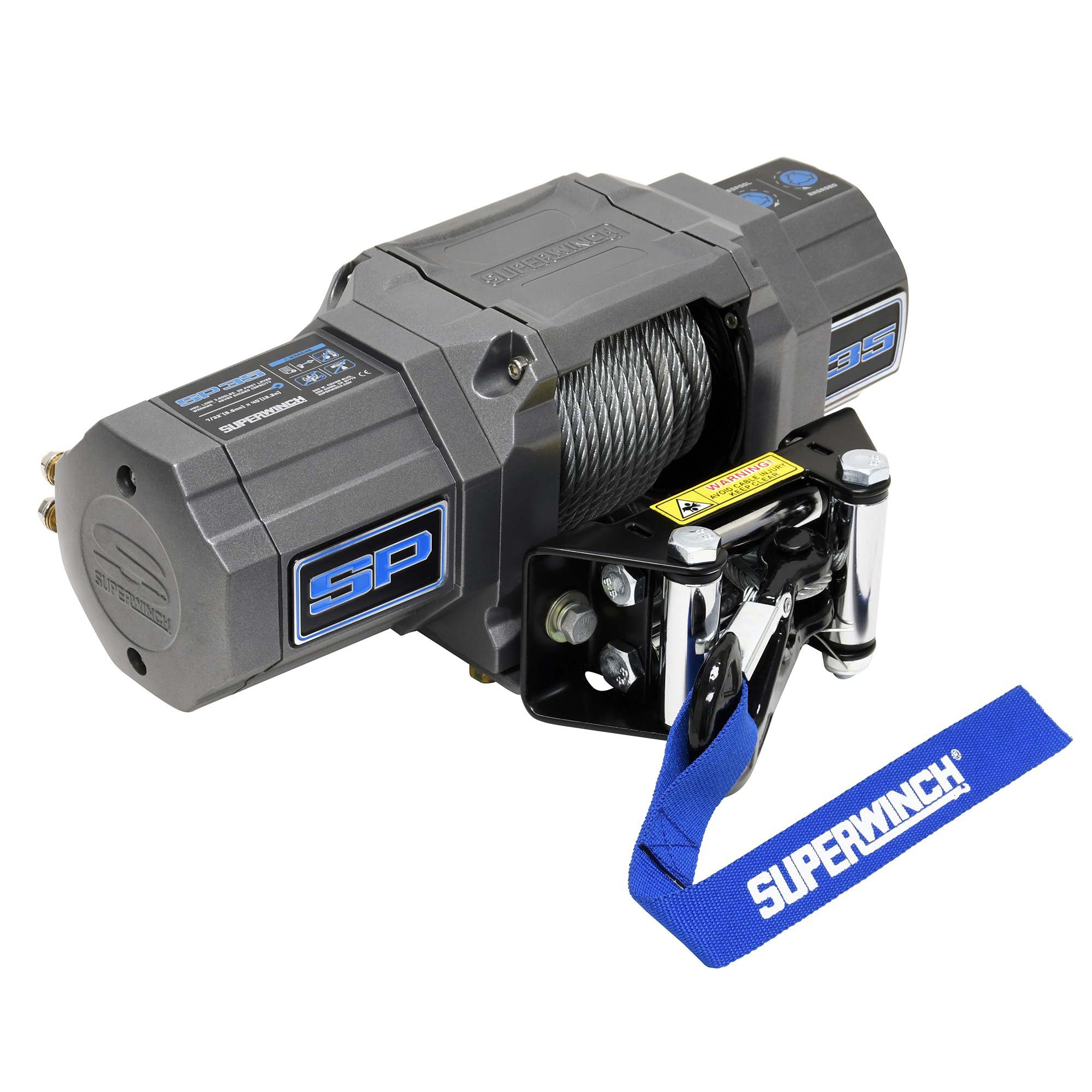 SP 35, SUPERWINCH 3500 lb Capacity, Roller Fairlead, 10 ft Remote, 7/32 in x 40 ft Steel Rope, 12V, Kit