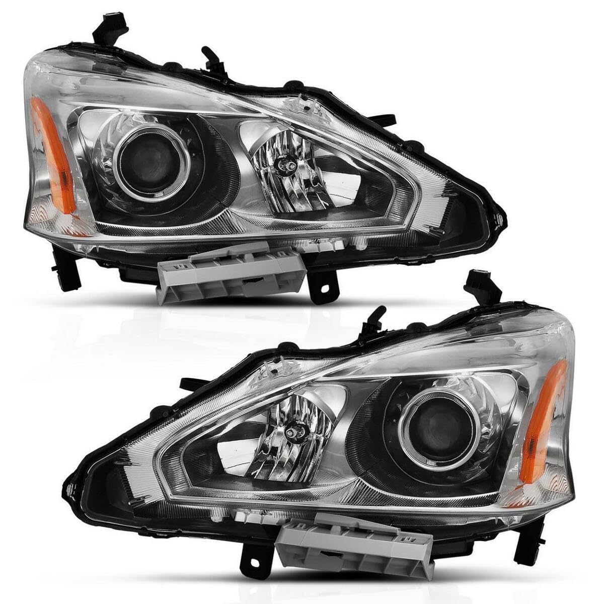 2013-2015 Nissan Altima ANZO Projector Headlight Chrome Amber
