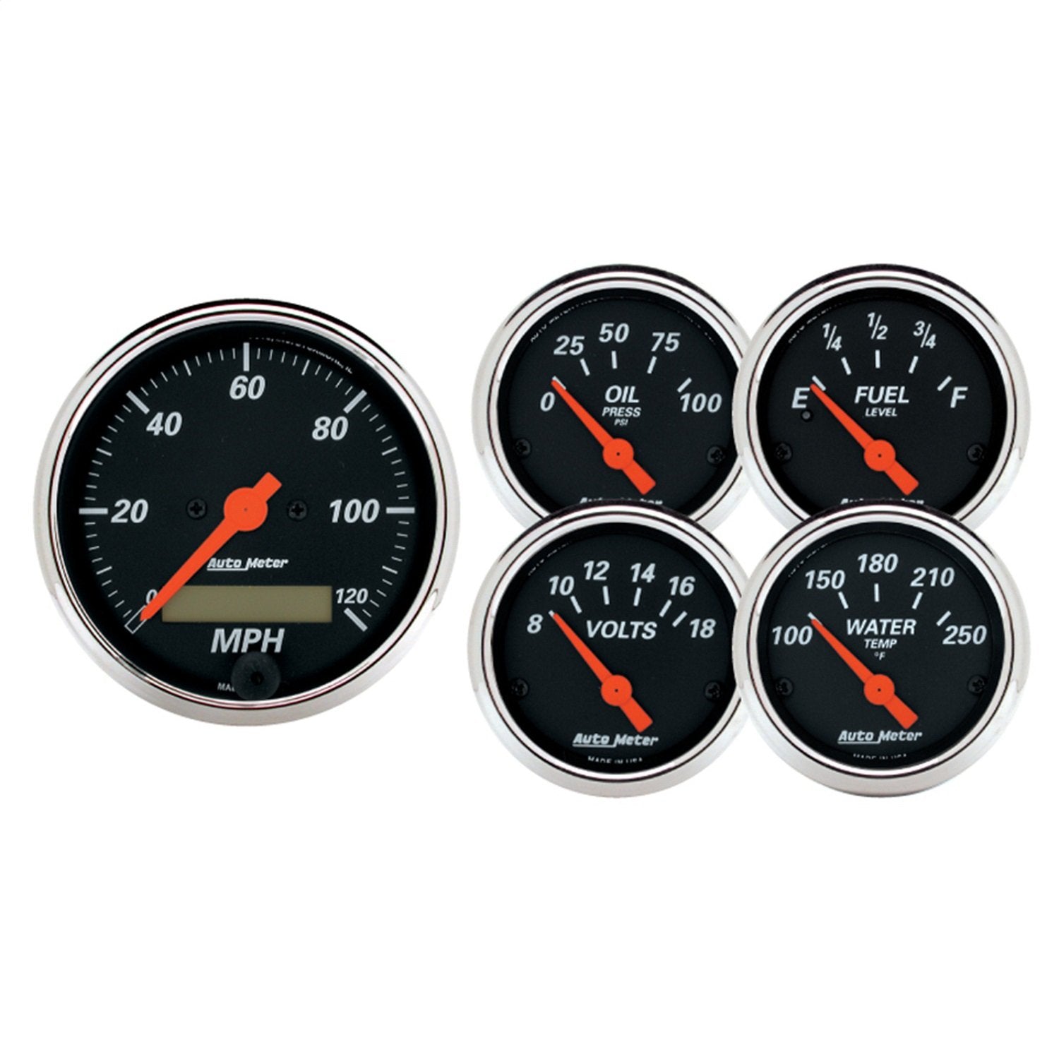 Auto Meter Designer Black 1421 Street Rod Kit
