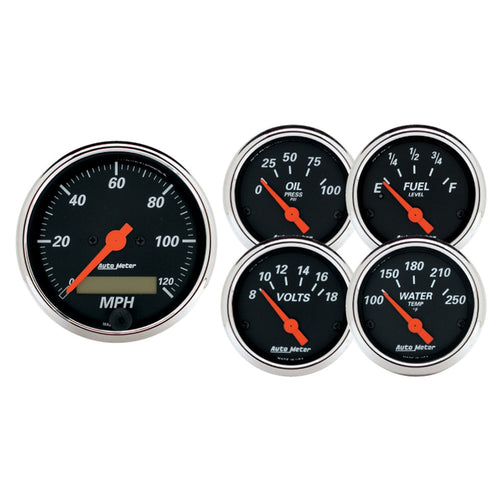 Auto Meter Designer Black 1421 Street Rod Kit