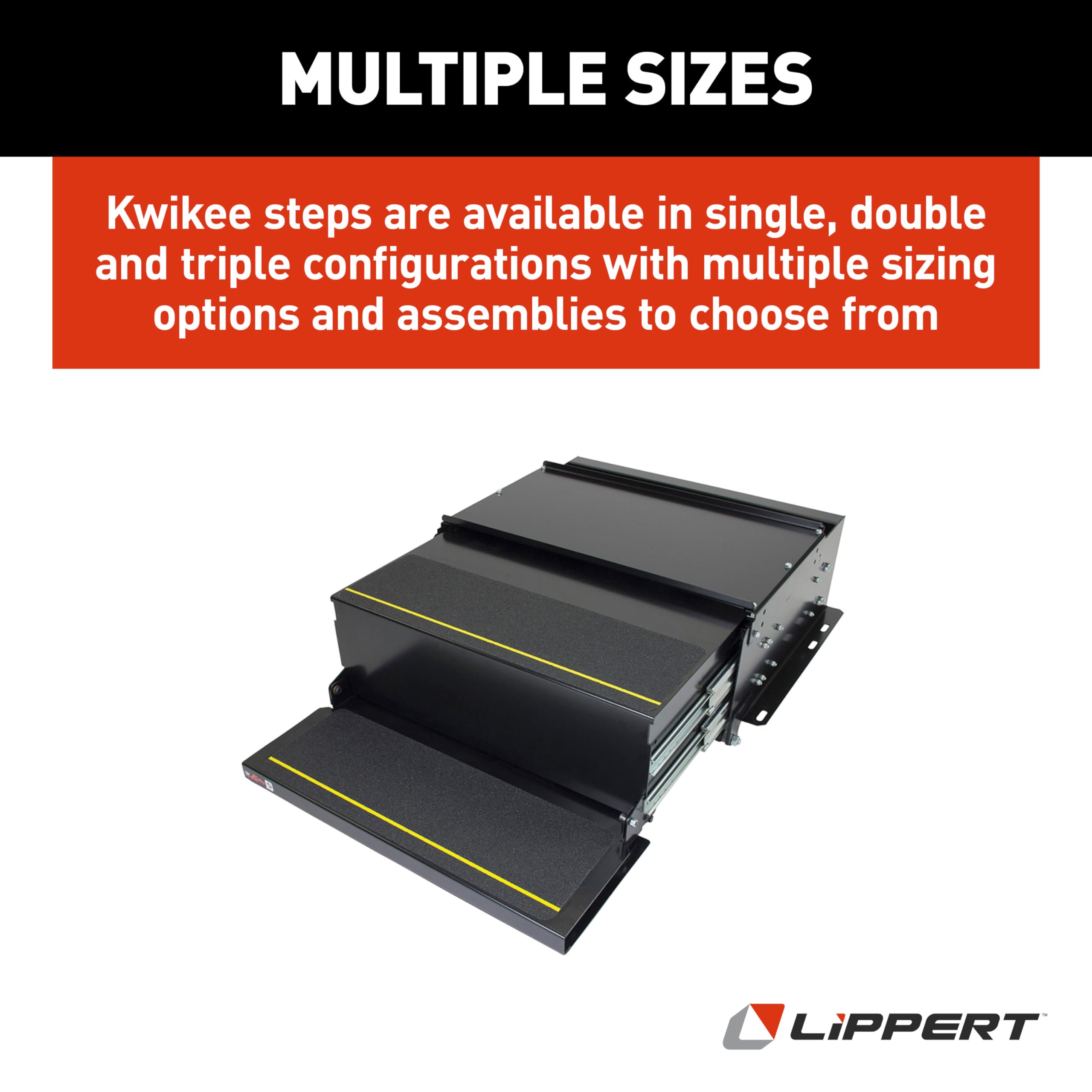 42 Series Kwikee Electric Step Assembly, Logic Control Unit, Power Switch Kit for RV, Travel Trailers, Hidden Light, 8.5" Step Rise, Anti-Slip Surface, 12V DC Motor, Steel Construction - 372779