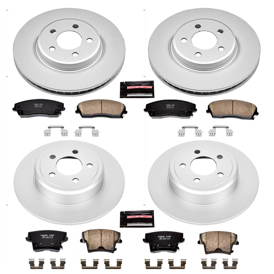 Power Stop Coated Brake Rotor & Ceramic Brake Pads CRK1715- front & rear