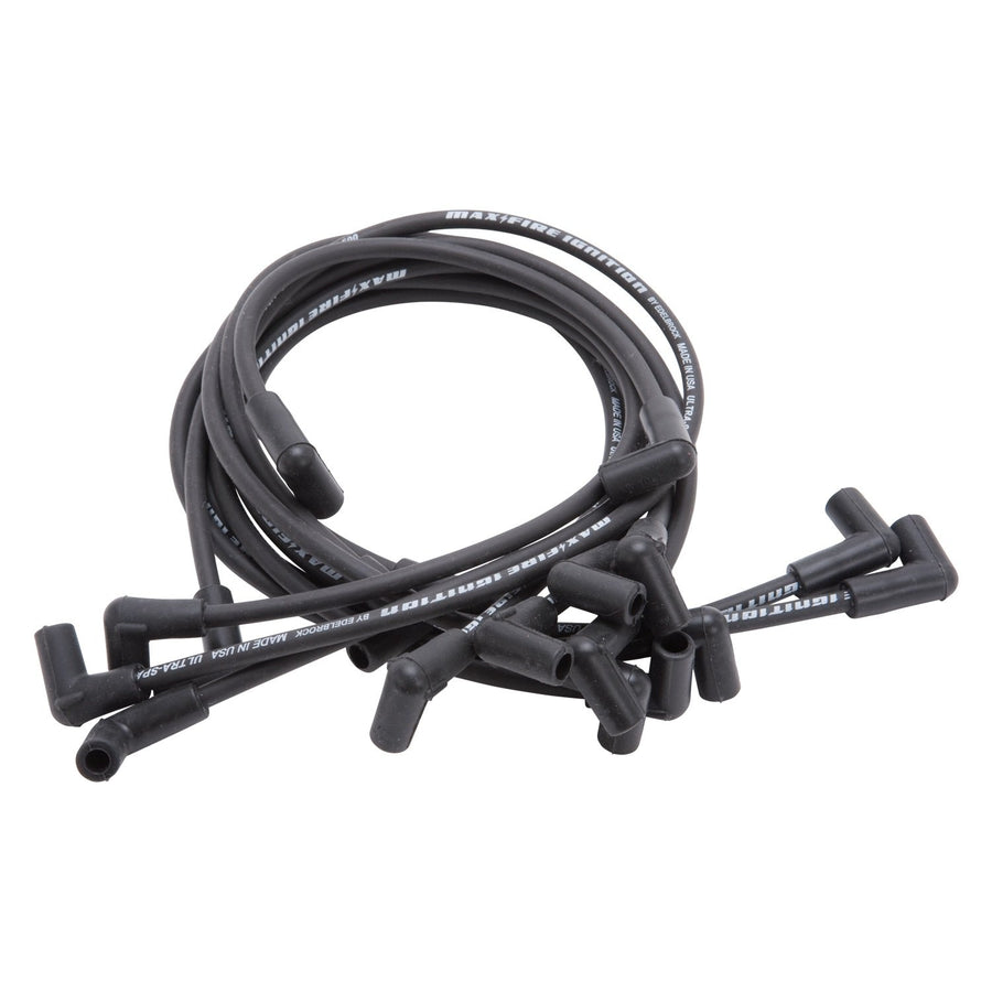 Spark Plug Wire Set Edelbrock 22702 SBC 74-88 V8 500 ohm Resistance Black (Set of 9)