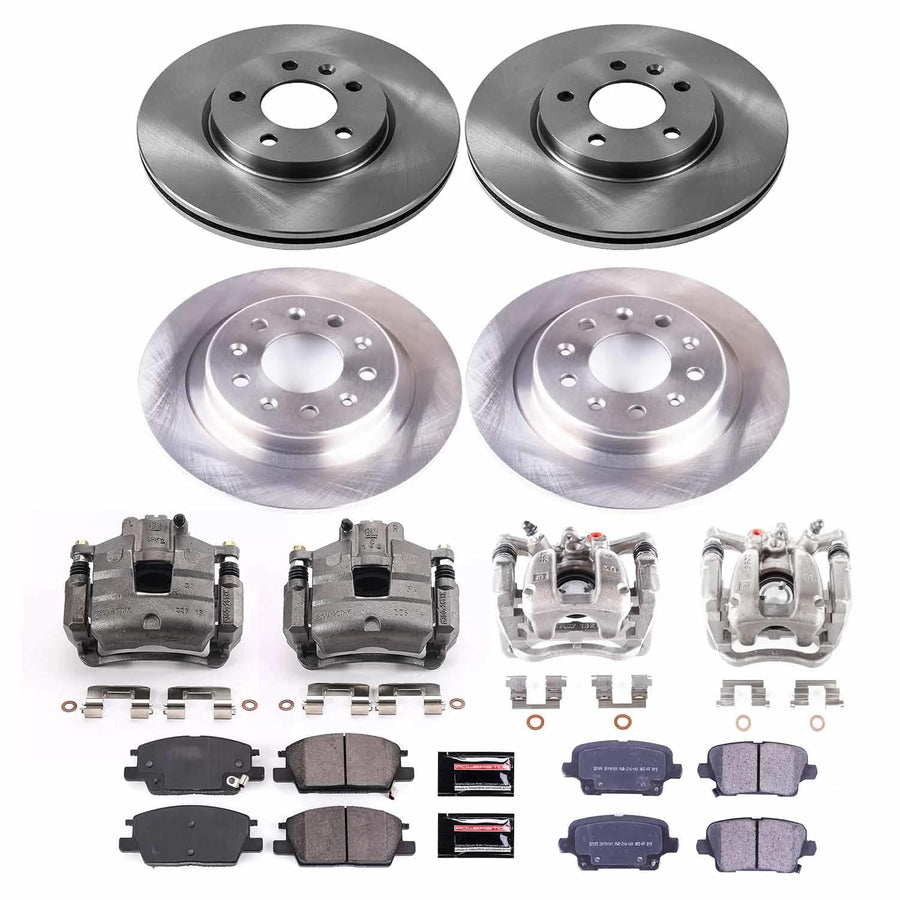 Power Stop KCOE8689 Brake Caliper Kit- Front and Rear Brake Rotors, Brake Pads & Calipers For Buick Regal Sportback 2019-2020 [Model Specific]