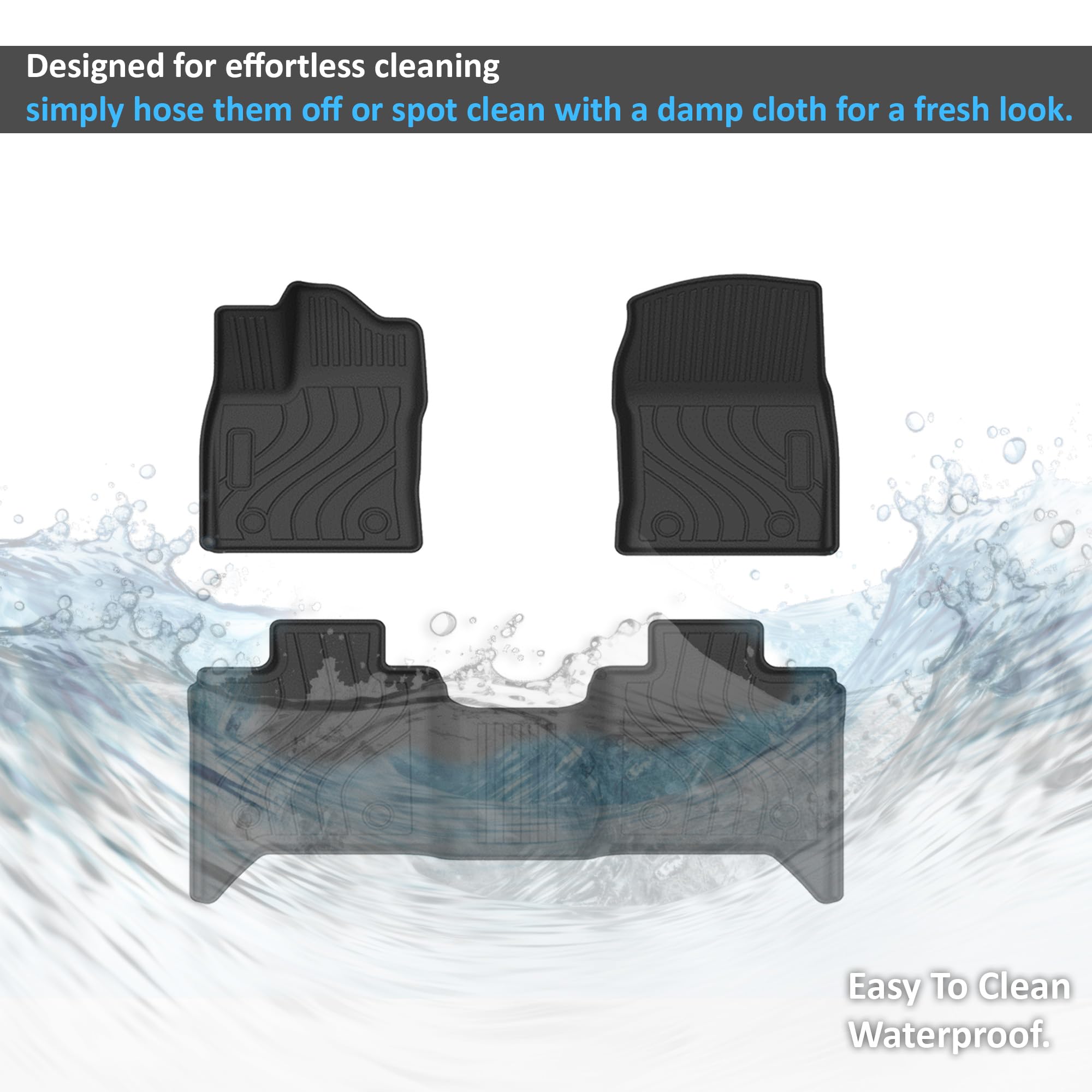 TOTALINER Black Horse Heavy Duty Floor Mat Anti-Skid Black 1.37'' Thickness Compatible with 2022-2025 Toyota Tundra-FMTTU22