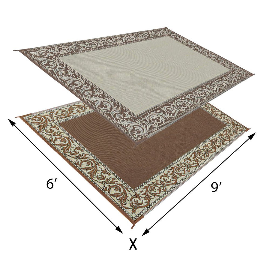 Ming's Mark Reversible RD7 Stylish Patio Camping Mat - 6' x 9', Brown/Beige
