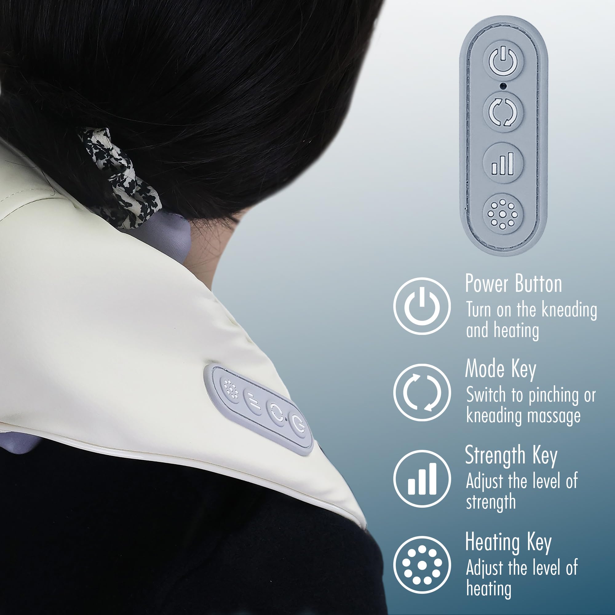 Kneading HEALTHMATE IN9532 Neck and Shoulder Massager for Pain Relief Deep Tissue 6D Shiatsu with Heat Rechargeable Cordless Back Massager for Home, Office, Car Use, Gifts