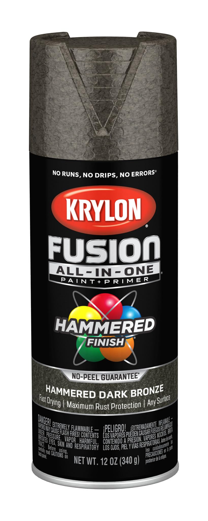 Krylon All-In-One Adhesive Hammered Finish Spray Paint for Indoor/Outdoor Use, 12 oz, Dark Bronze