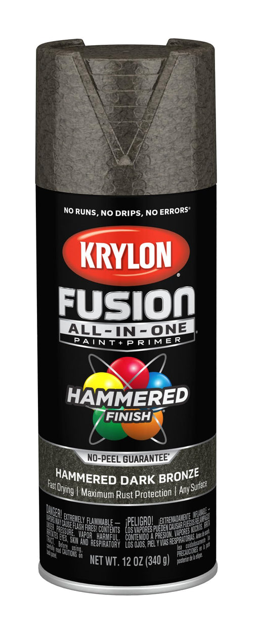Krylon All-In-One Adhesive Hammered Finish Spray Paint for Indoor/Outdoor Use, 12 oz, Dark Bronze