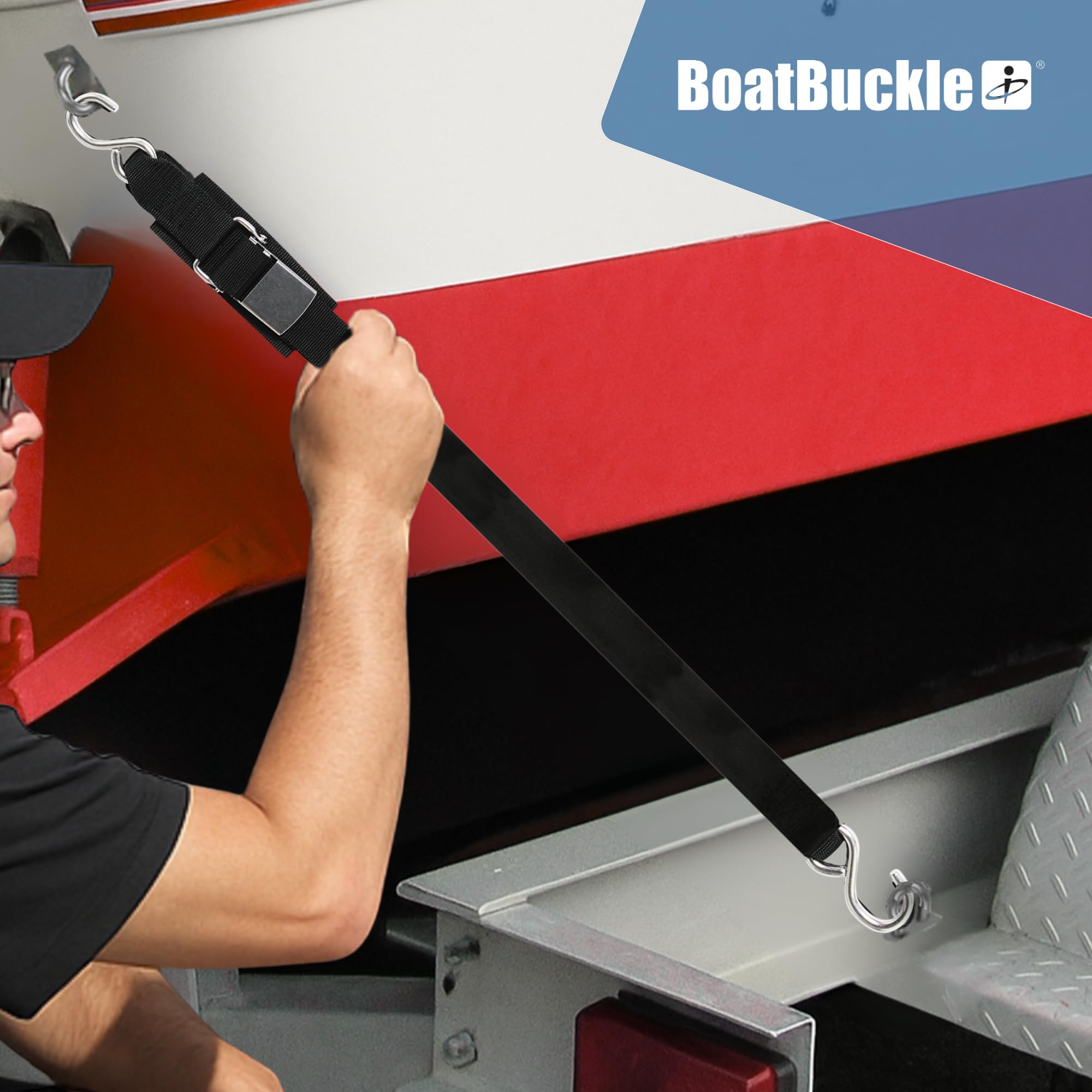 Kwik-Lok BoatBuckle Stainless Steel Transom Tie-Down, 2-Inch x 2-Feet