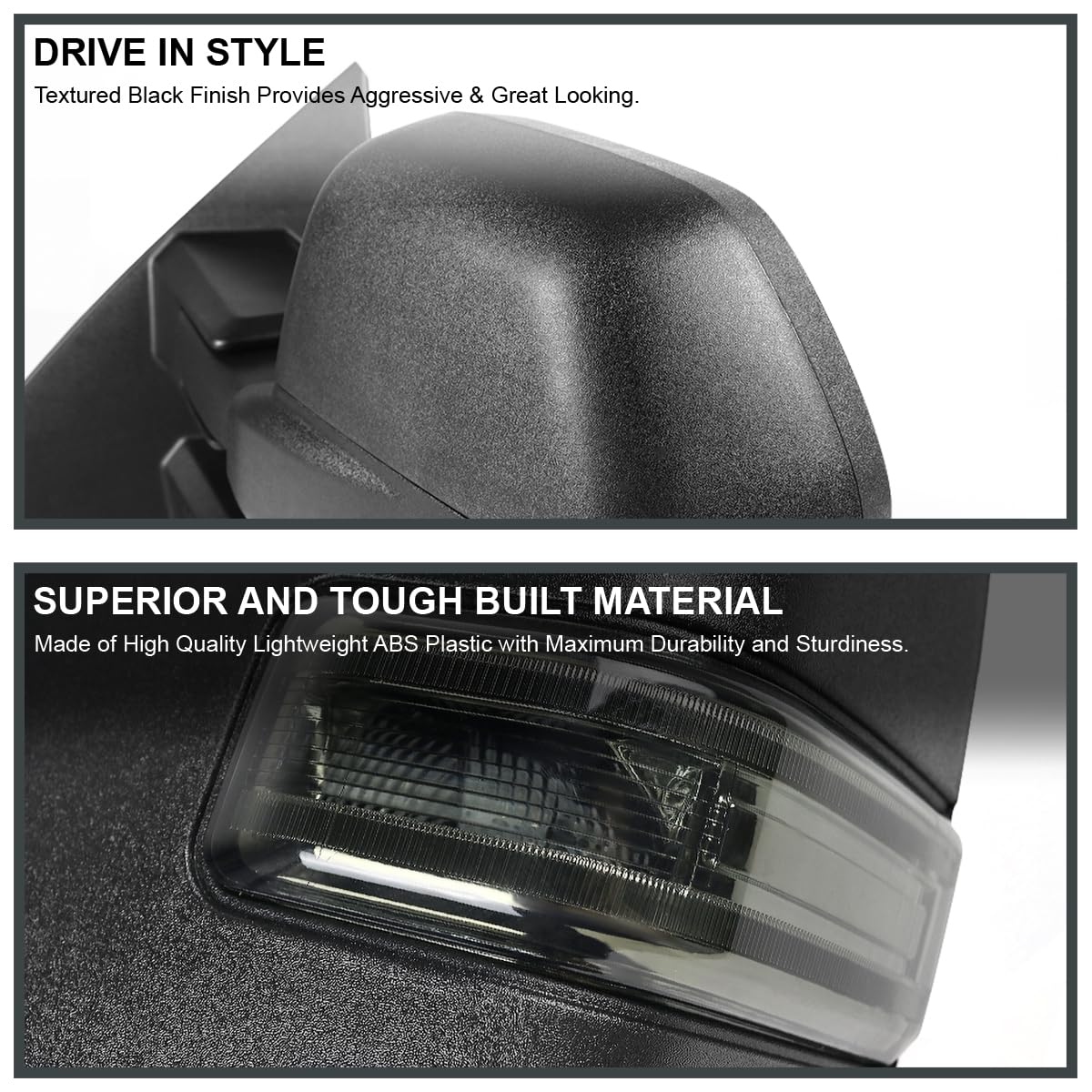 Spec-D Tuning Telescoping Power Heated Towing Side Mirrors Smoke LED Signal Compatible with 2004-2006 Ford F150 Left + Right Pair