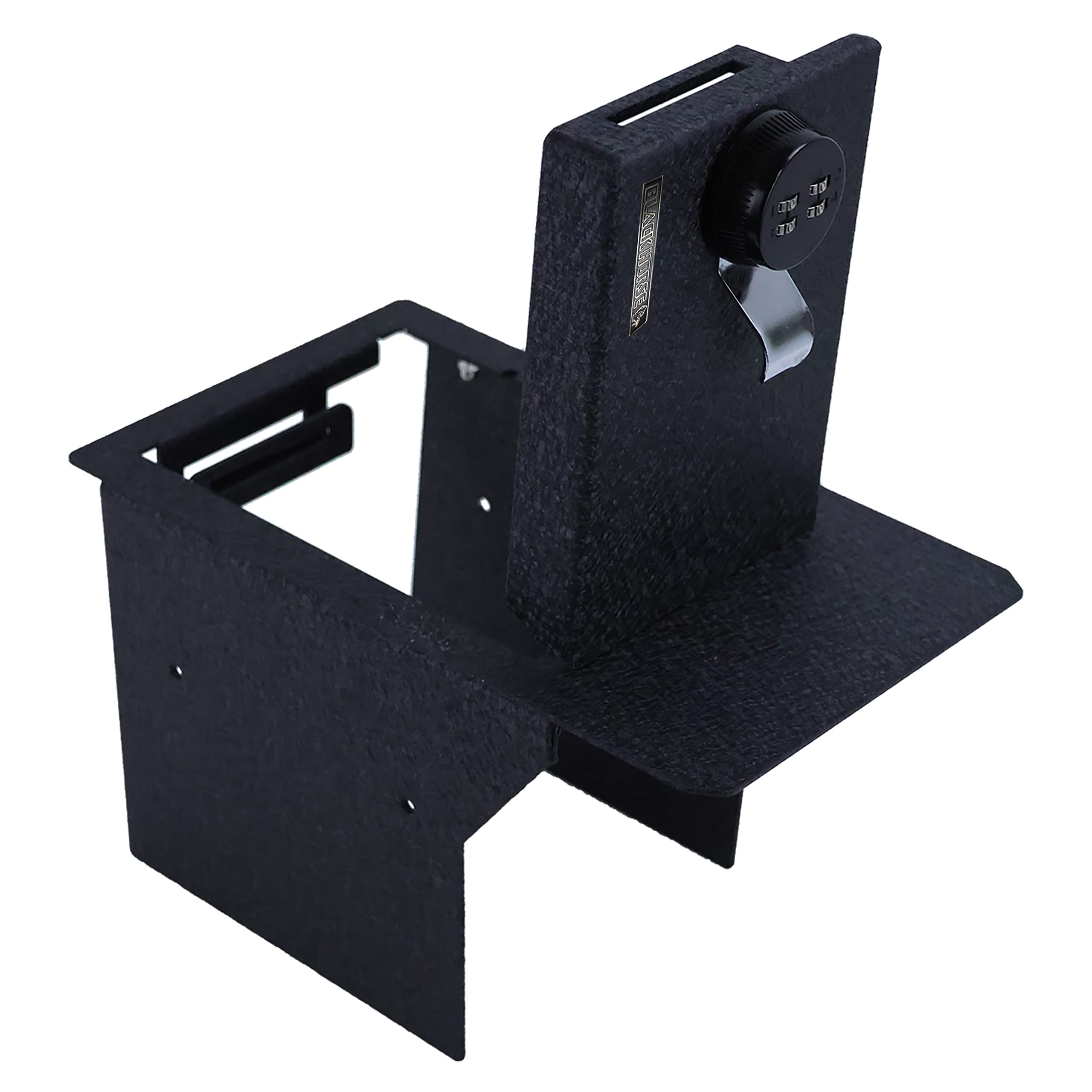 Center Console Safe Black Horse Security Lock Box, Black Gun Box Organizer, with 4 Digit Combination Resettable Lock Compatible with 2021-2024 Ford Mustang Mach-E-ASFM01